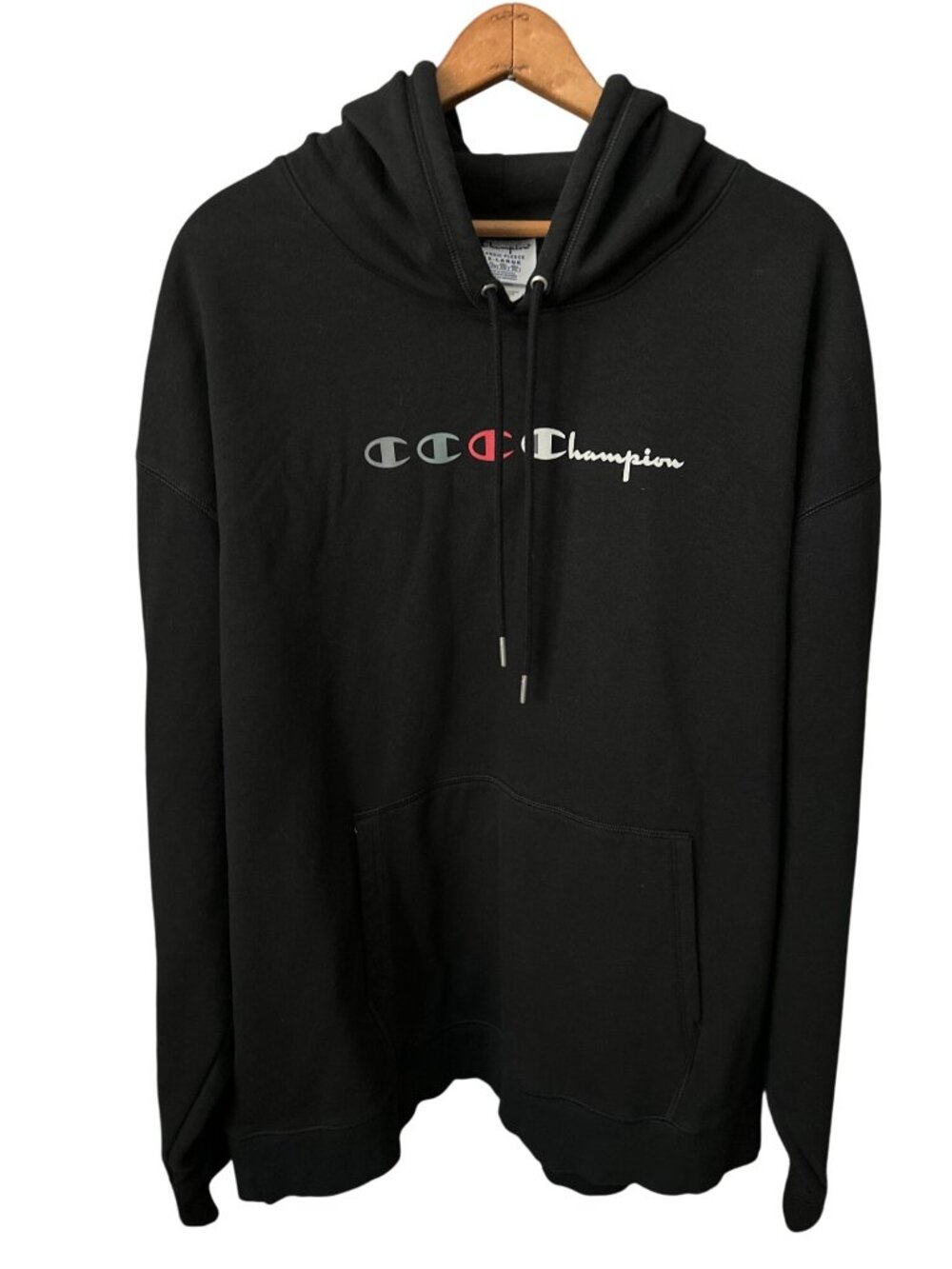 Champion Black Logo Hoodie Classic Fleece Hoodie Cotton/Polyester Size 2X
